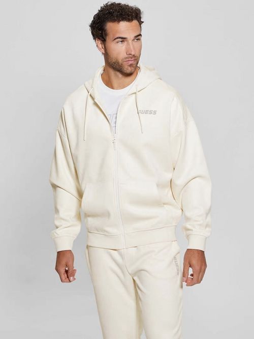 Guess Eco Daril Zip-Up Hoodie Sweatshirt Wit | GUESS-SN31036