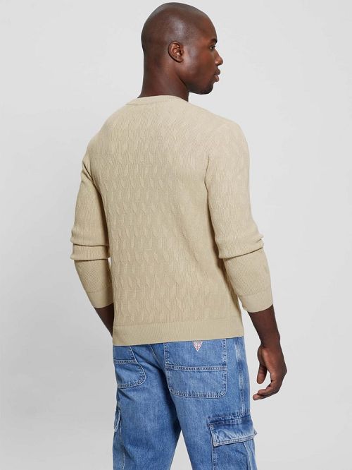 Guess Eco Delroy Stitched Sweater Beige | GUESS-SN31068