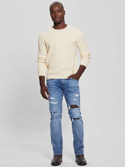 Guess Eco Delroy Stitched Sweater Wit | GUESS-SN31058