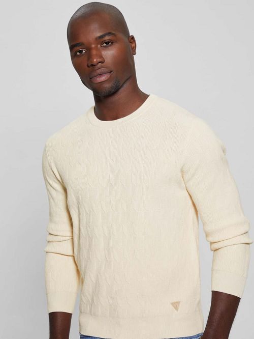 Guess Eco Delroy Stitched Sweater Wit | GUESS-SN31058