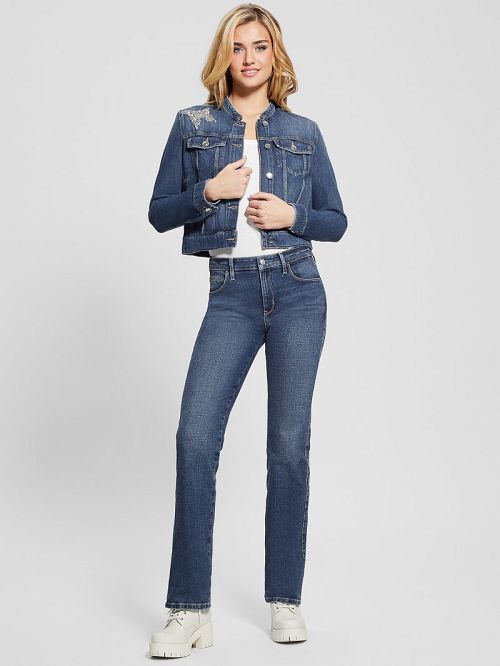 Guess Eco Delya Butterfly Denim Jacket Blauw | GUESS-SN26697