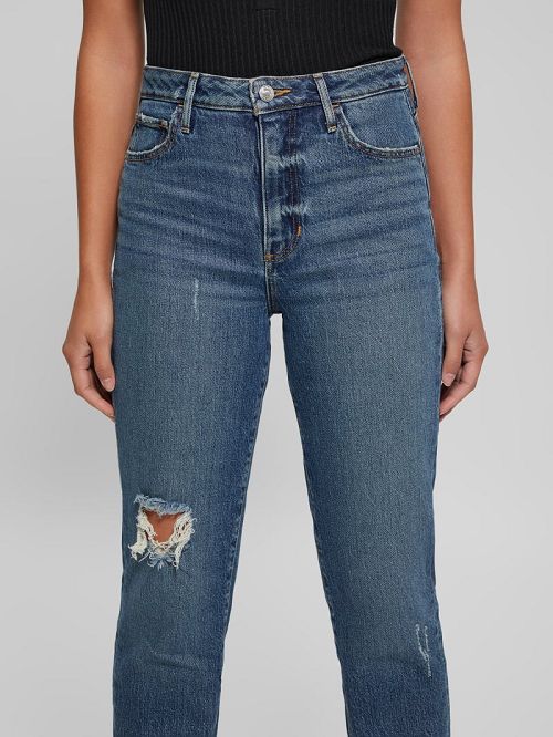Guess Eco Distressed Mom Jeans Blauw | GUESS-SN26592