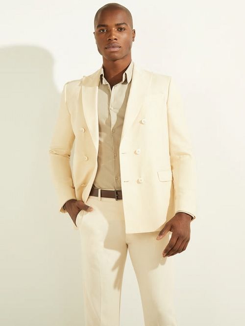 Guess Eco Double Breasted Blazer Beige | GUESS-SN30735