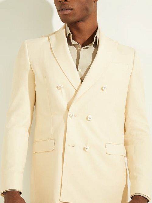 Guess Eco Double Breasted Blazer Beige | GUESS-SN30735
