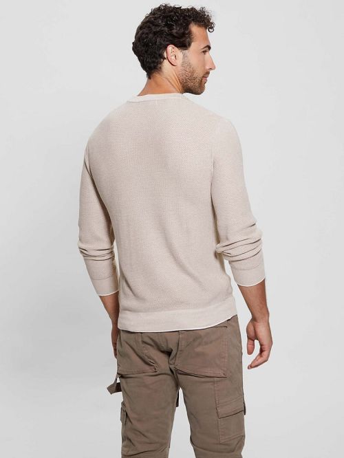 Guess Eco Earle Stitched Sweater Beige | GUESS-SN31065