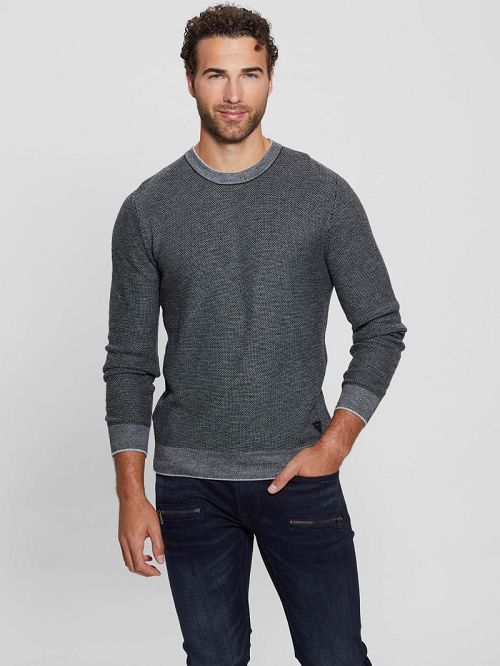 Guess Eco Earle Stitched Sweater Zwart | GUESS-SN31020