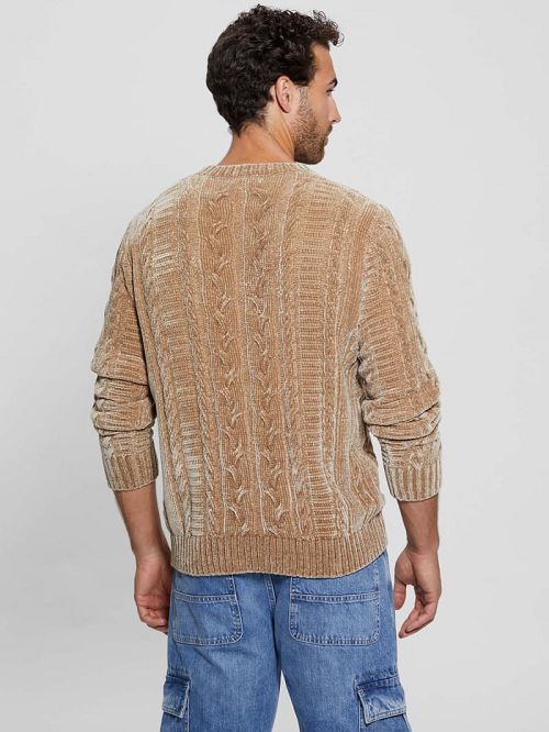 Guess Eco Egidio Cable-Knit Chenille Sweater Beige | GUESS-SN31069
