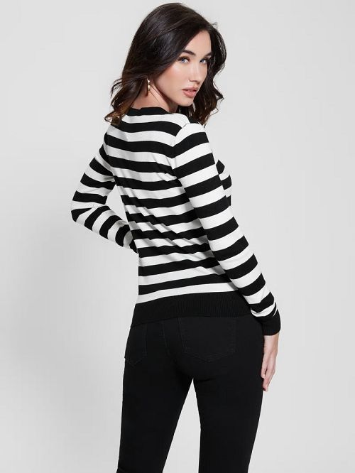 Guess Eco Eloise Sweater Zwart Wit | GUESS-SN27726