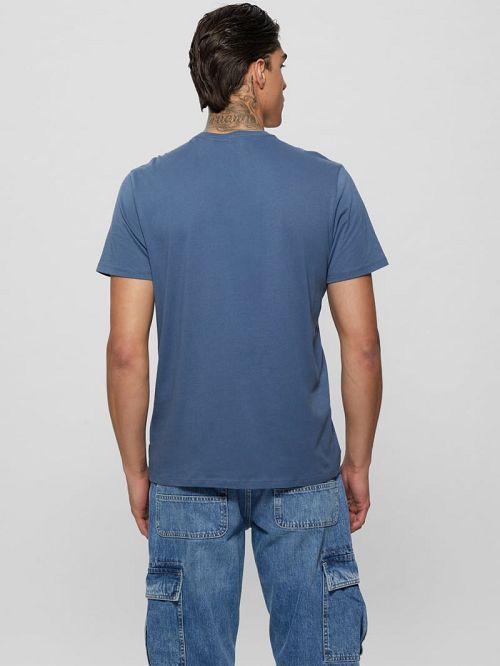 Guess Eco Embossed Tee Blauw | GUESS-SN30524
