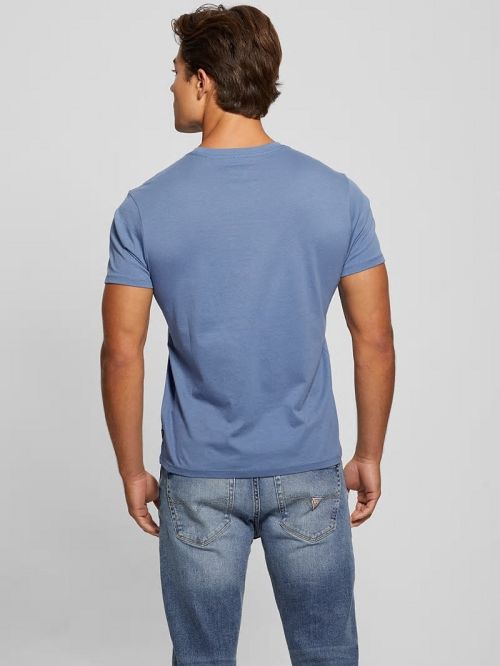 Guess Eco Embossed Tee Blauw | GUESS-SN30672