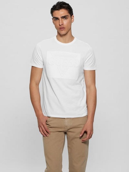 Guess Eco Embossed Tee Wit | GUESS-SN30608