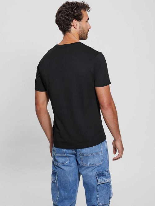 Guess Eco Embossed Tee Zwart | GUESS-SN30639