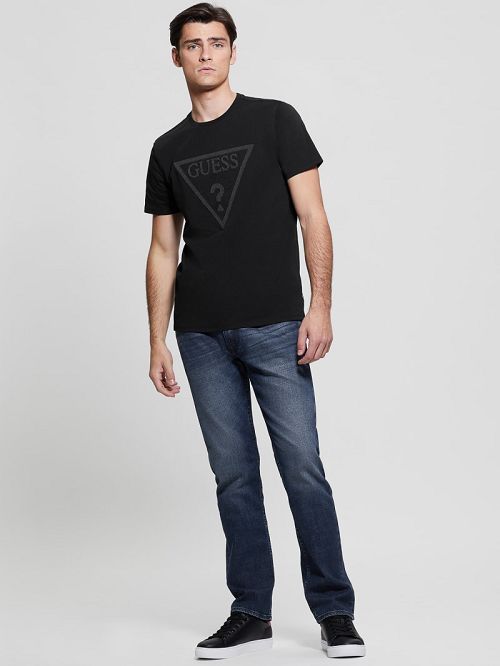 Guess Eco Embroidered Logo Tee Zwart | GUESS-SN30482