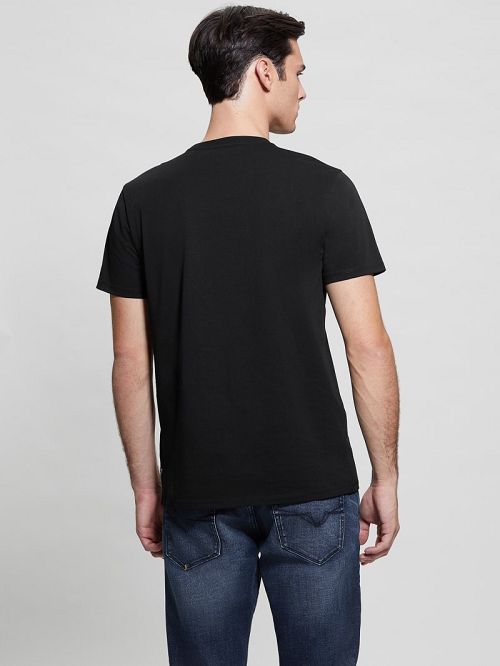 Guess Eco Embroidered Logo Tee Zwart | GUESS-SN30482