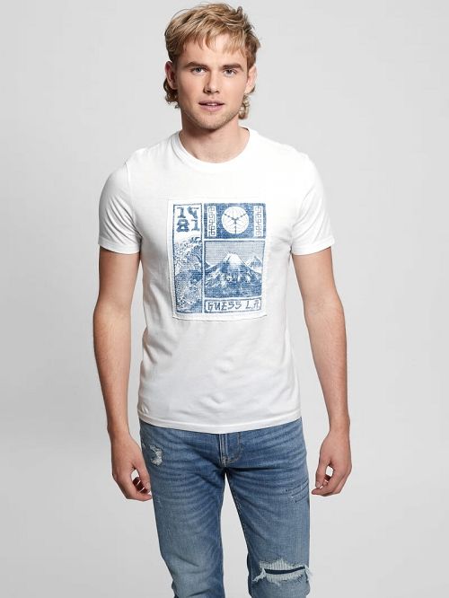 Guess Eco Embroidered Patch Tee Wit | GUESS-SN30542
