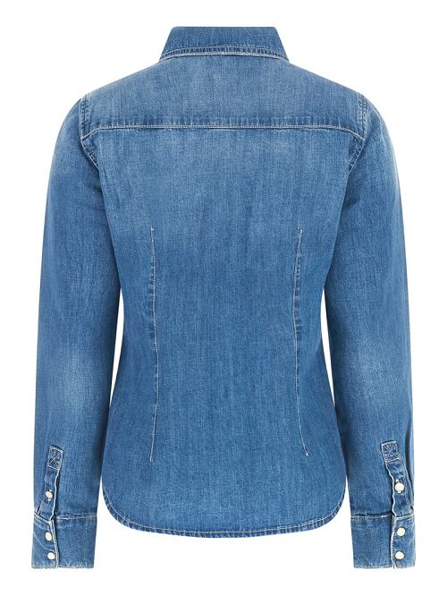 Guess Eco Equity Rhinestone Pocket Denim Shirt Blauw | GUESS-SN26584