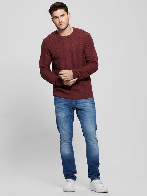 Guess Eco Ethan Cable Knit Sweater Rood | GUESS-SN30891