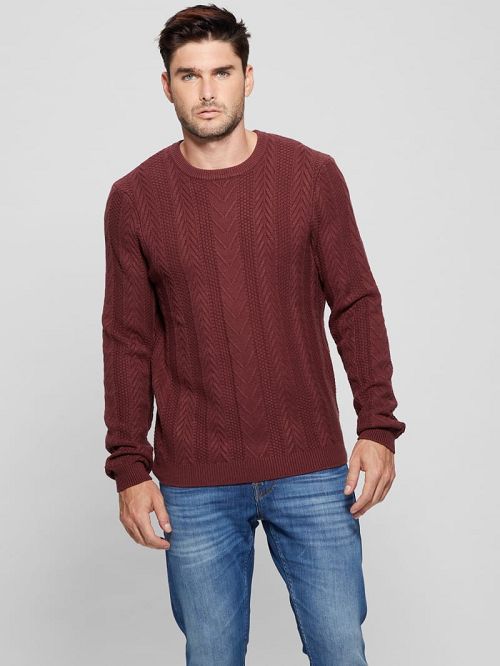 Guess Eco Ethan Cable Knit Sweater Rood | GUESS-SN30891