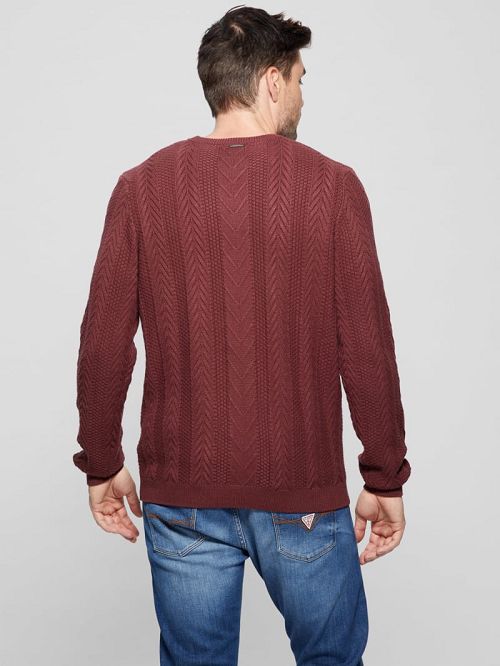 Guess Eco Ethan Cable Knit Sweater Rood | GUESS-SN30891