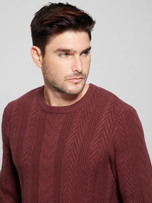 Guess Eco Ethan Cable Knit Sweater Rood | GUESS-SN30891