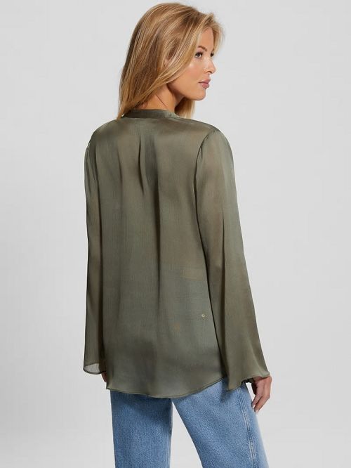 Guess Eco Eva Chiffon Top Groen | GUESS-SN27266