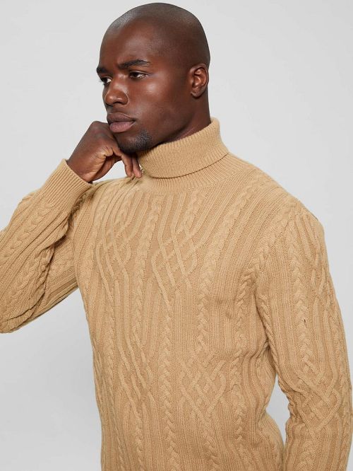 Guess Eco Evander Cable-Knit Sweater Beige | GUESS-SN31029