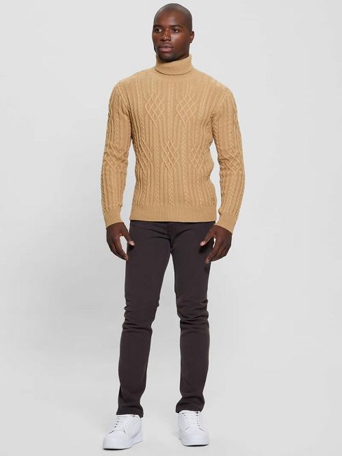 Guess Eco Evander Cable-Knit Sweater Beige | GUESS-SN31029