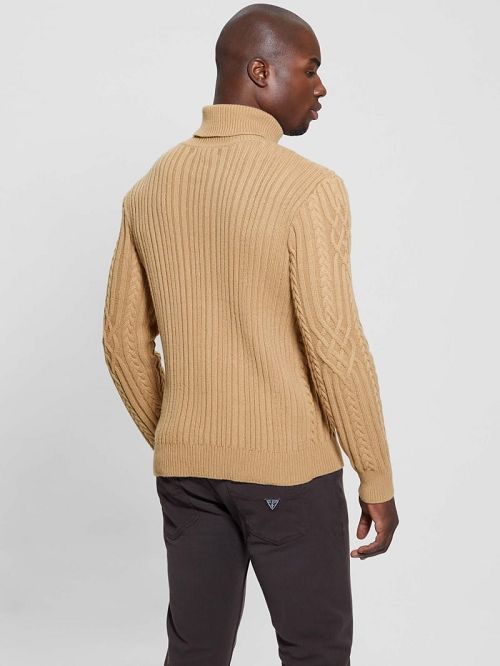 Guess Eco Evander Cable-Knit Sweater Beige | GUESS-SN31029