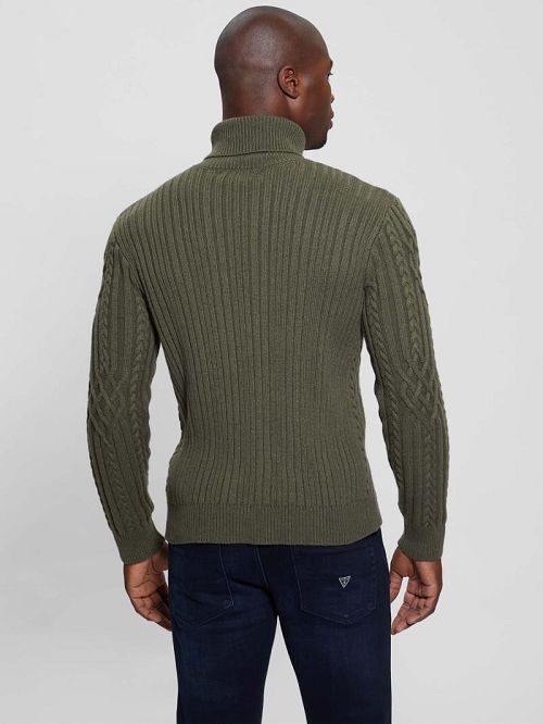 Guess Eco Evander Cable-Knit Sweater Groen | GUESS-SN31054