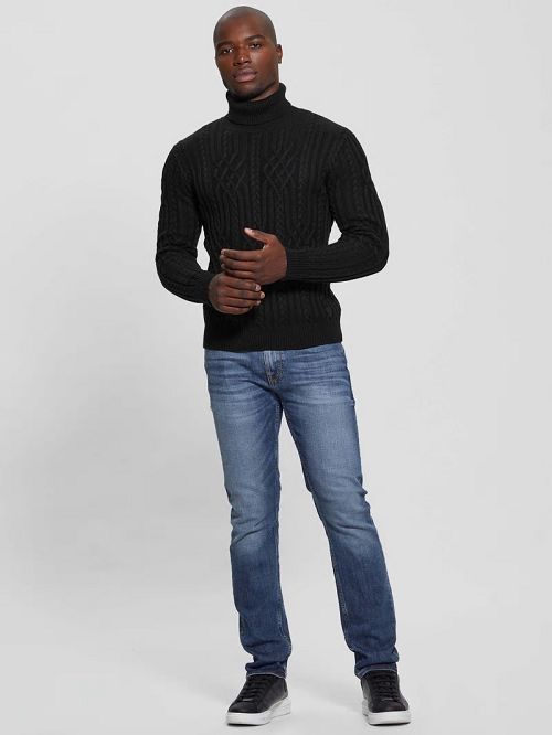 Guess Eco Evander Cable-Knit Sweater Zwart | GUESS-SN30923
