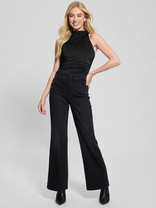 Guess Eco Faye Sailor Flared Jeans Zwart | GUESS-SN26657