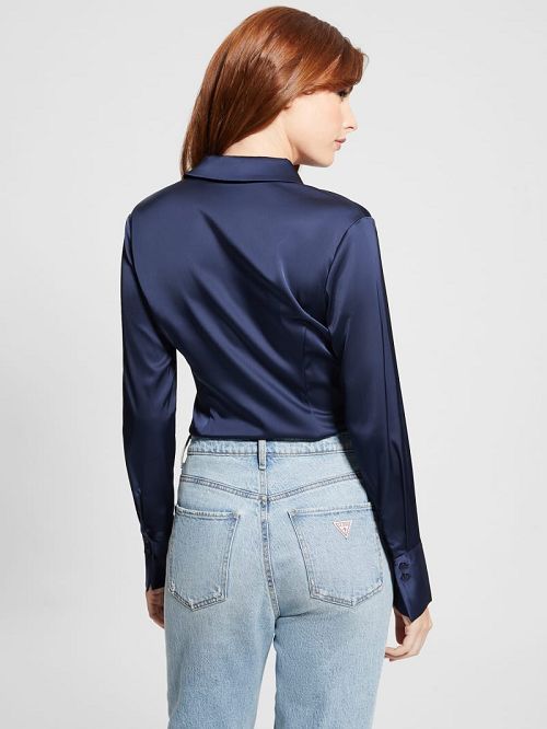 Guess Eco Fernanda Corset Top Blauw | GUESS-SN27536