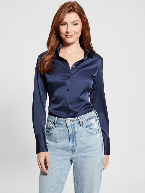 Guess Eco Fernanda Corset Top Blauw | GUESS-SN27536