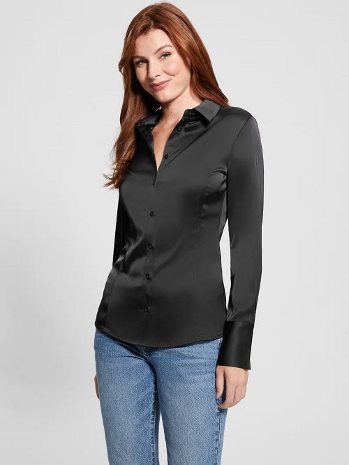 Guess Eco Fernanda Corset Top Zwart | GUESS-SN27534
