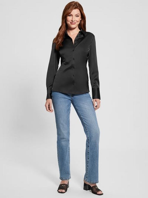 Guess Eco Fernanda Corset Top Zwart | GUESS-SN27534