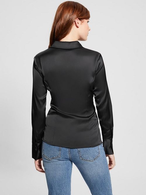 Guess Eco Fernanda Corset Top Zwart | GUESS-SN27534