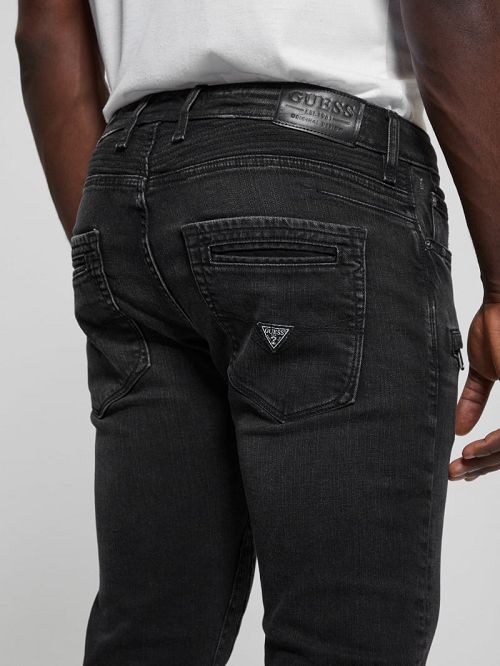 Guess Eco Finnley Zippered Tapered Jeans Zwart | GUESS-SN30448