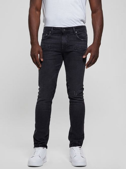 Guess Eco Finnley Zippered Tapered Jeans Zwart | GUESS-SN30448