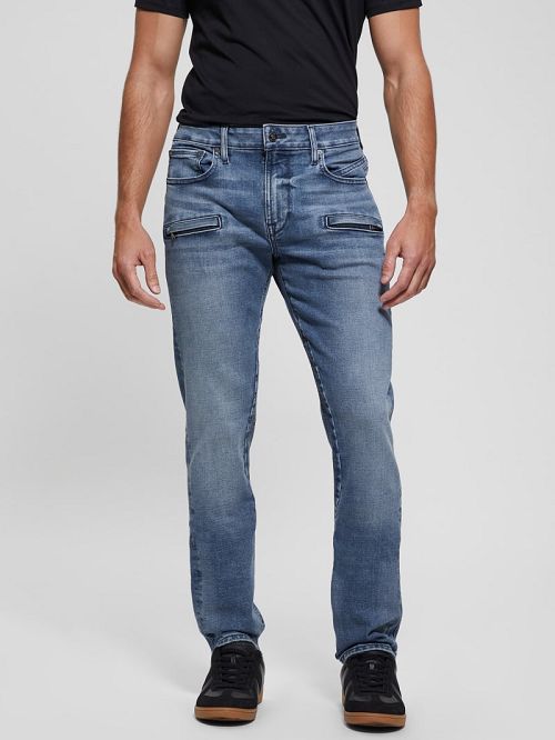 Guess Eco Finnley Zippered Tapered Jeans Zwart | GUESS-SN30452