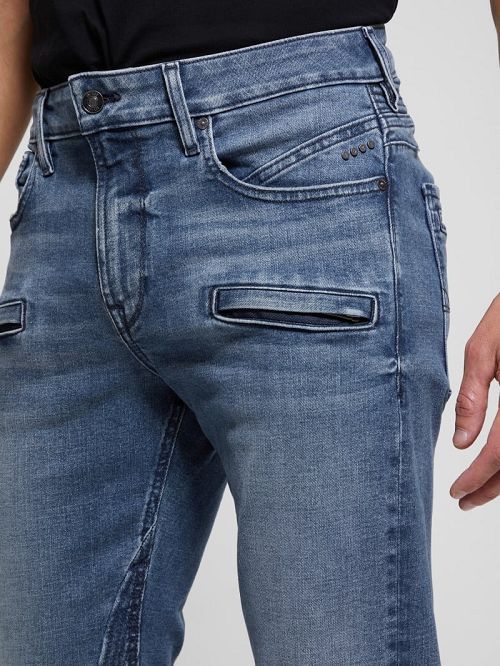Guess Eco Finnley Zippered Tapered Jeans Zwart | GUESS-SN30452