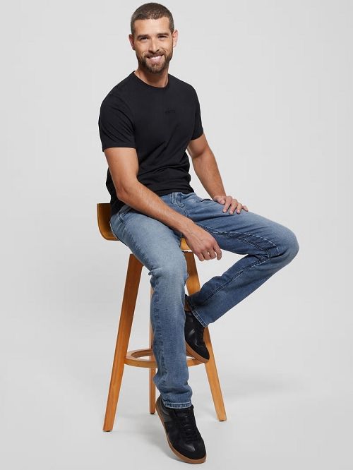 Guess Eco Finnley Zippered Tapered Jeans Zwart | GUESS-SN30452