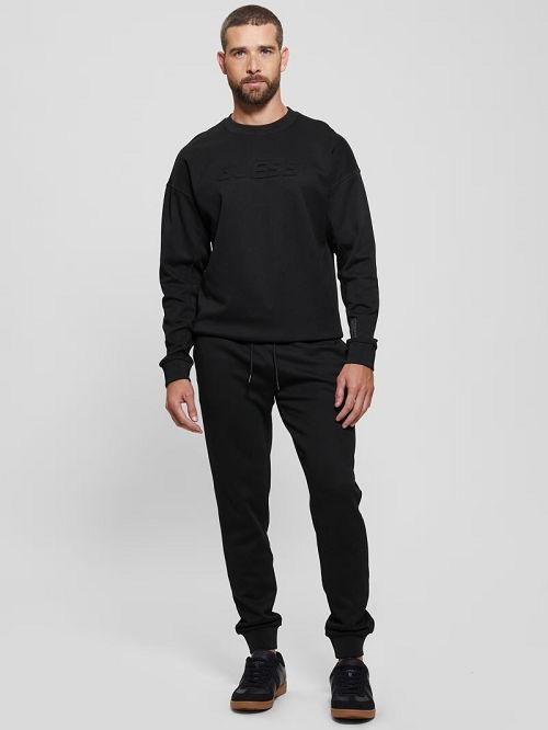Guess Eco Fleece Crewneck Sweatshirt Zwart | GUESS-SN31592