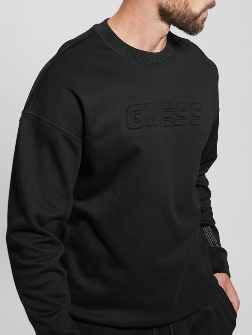 Guess Eco Fleece Crewneck Sweatshirt Zwart | GUESS-SN31592