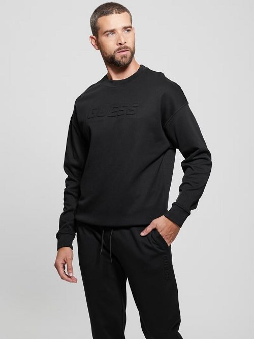 Guess Eco Fleece Crewneck Sweatshirt Zwart | GUESS-SN31592