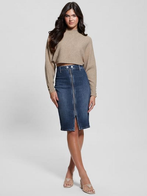 Guess Eco Flo Midi Denim Skirt Blauw | GUESS-SN26659