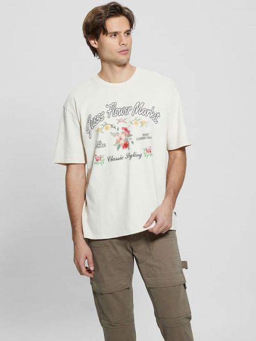 Guess Eco Flower Market Tee Wit | GUESS-SN30582