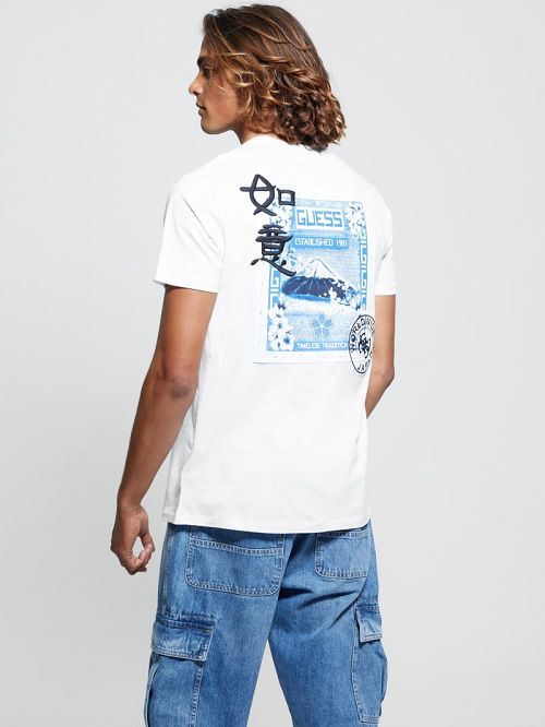 Guess Eco Fuji Stamp Tee Wit | GUESS-SN30676
