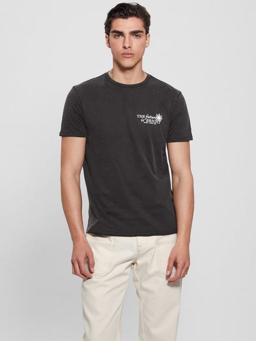 Guess Eco Future Is Bright Tee Zwart | GUESS-SN30651