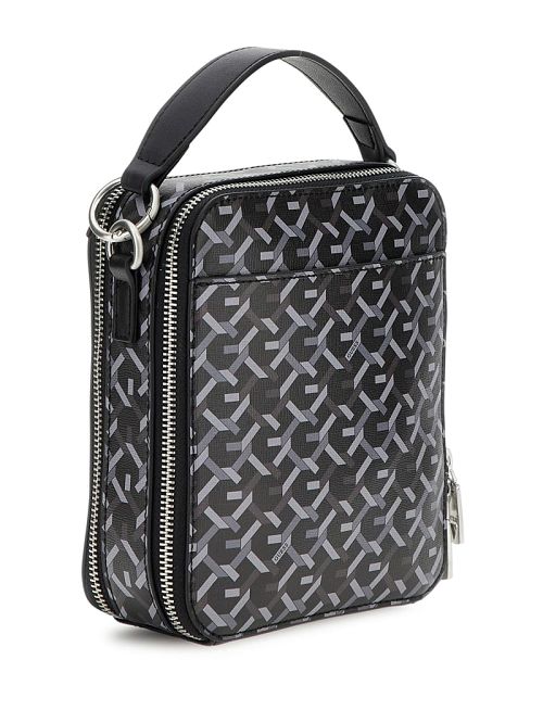 Guess Eco G Woven Double-Zip Crossbody Bag Zwart | GUESS-SN31697