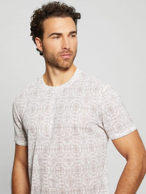 Guess Eco Gauze Crewneck Tee Wit | GUESS-SN30527